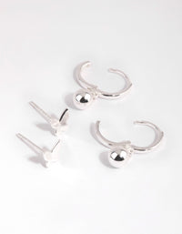 Sterling Silver Butterfly Stud & Hoop Earring Set - link has visual effect only