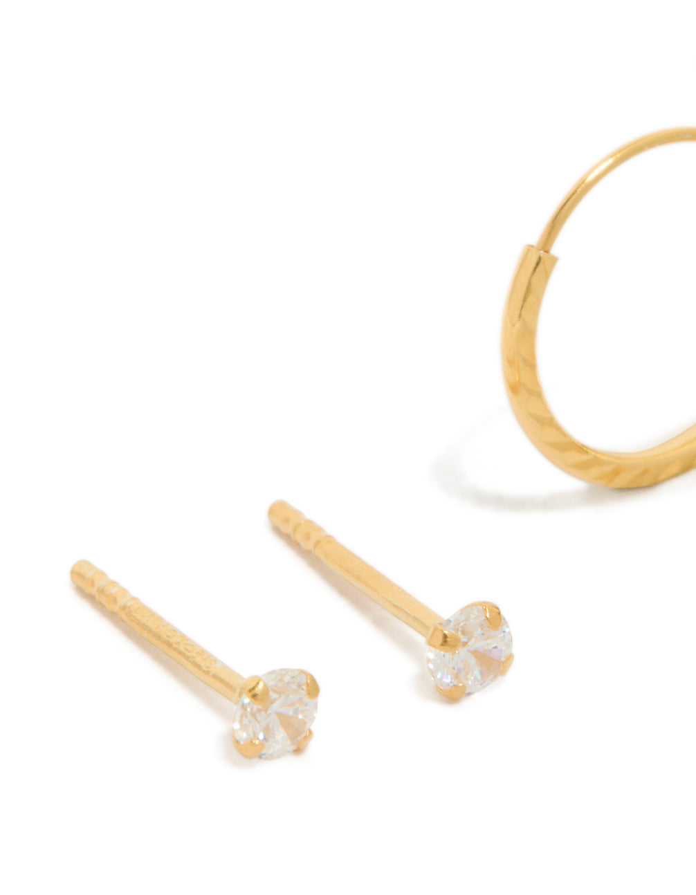 Gold Plated Sterling Silver Ball Stud & Hoop Earring Pack