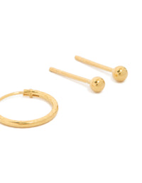 Gold Plated Sterling Silver Ball Stud & Hoop Earring Pack - link has visual effect only
