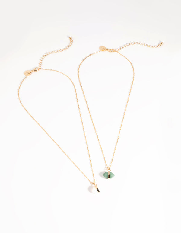 Gold  Semi-Precious Shard Necklace Set