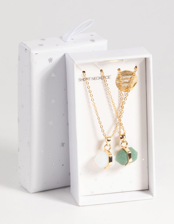 Gold  Semi-Precious Shard Necklace Set