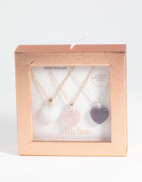 Mixed Metal Semi-Precious Heart Necklace Pack - link has visual effect only