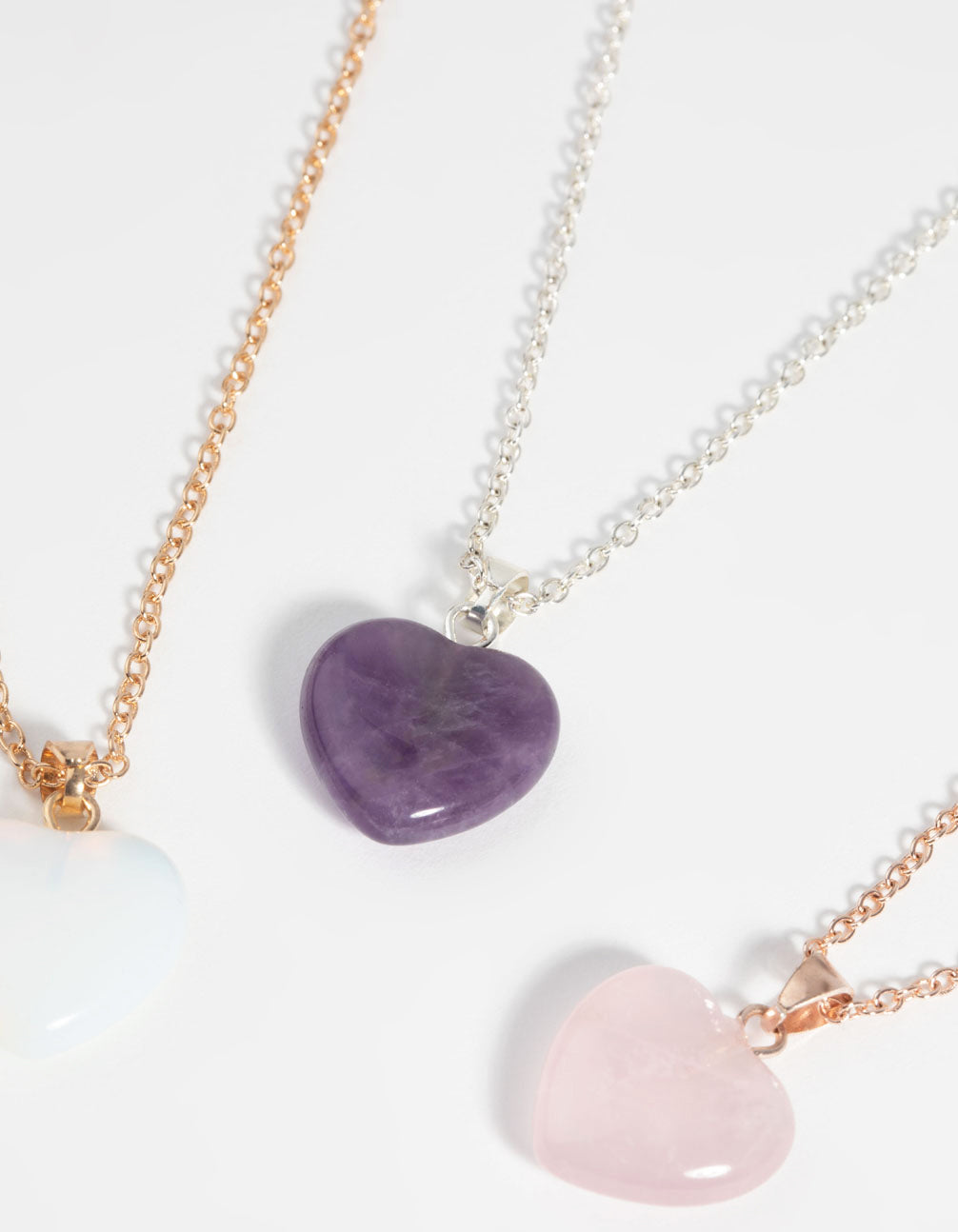 Mixed Metal Semi-Precious Heart Necklace Pack