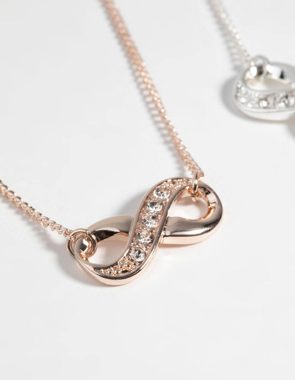 Mixed Metal Infinity Necklace Set