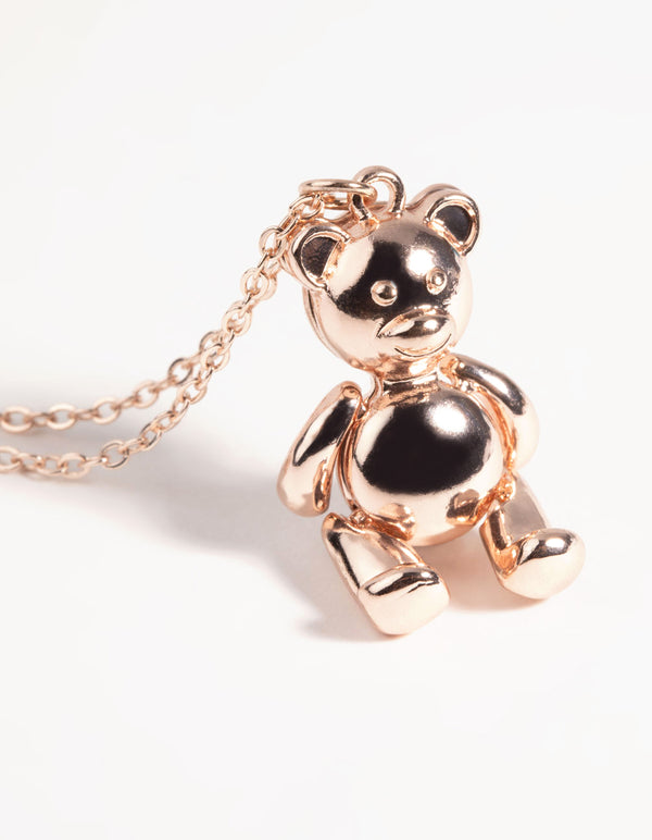 Rose Gold Teddy Bear Necklace