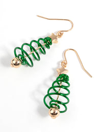 Festive Spiral Tree Drop Earrings - link has visual effect only
