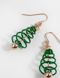 Festive Spiral Tree Drop Earrings - link has visual effect only