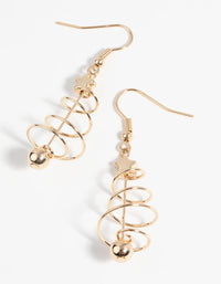 Festive Spiral Tree Earrings - link has visual effect only