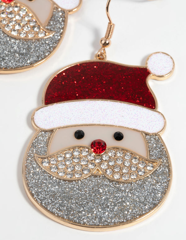 Festive Glitter Santa Drop Earrings