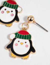 Festive Penguin Drop Earrings - link has visual effect only