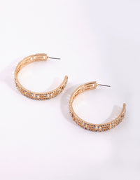 Gold Diamante Greek Key Hoop Earrings - link has visual effect only