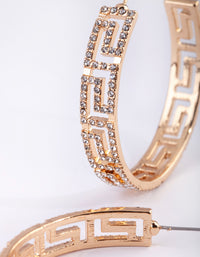 Gold Diamante Greek Key Hoop Earrings - link has visual effect only