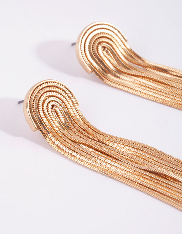 Gold Waterfall Cupchain Earrings