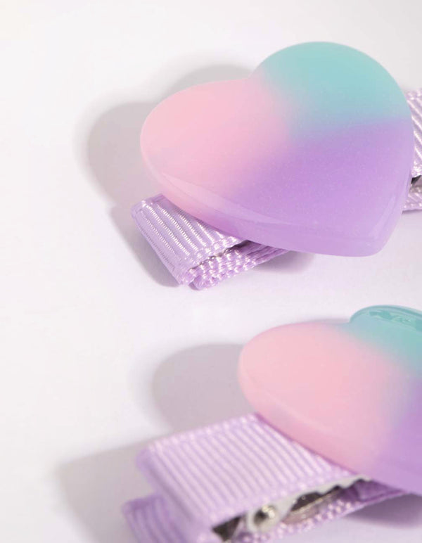 Kids Ombre Heart Clip Set