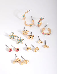 Gold Under the Sea Stud Earring 8-Pack - link has visual effect only