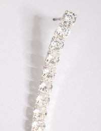 Silver Cubic Zirconia Single Cup Chain Drop Earrings - link has visual effect only