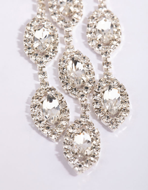 Silver Diamante Statement Teardrop Earrings