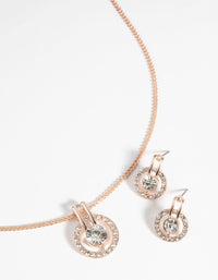 Rose Gold Diamante Necklace & Earring Set - link has visual effect only