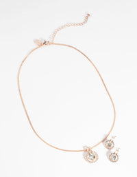 Rose Gold Diamante Necklace & Earring Set - link has visual effect only