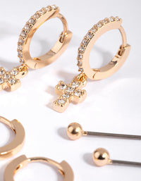 Gold Plain & Diamante Cross Earring Pack - link has visual effect only