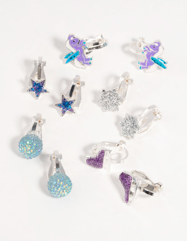 Kids Festive Snowflake Clip-On Earrings