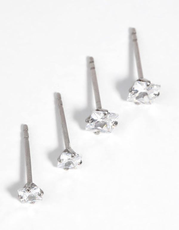Gold-Plated Square Stud Earring Set