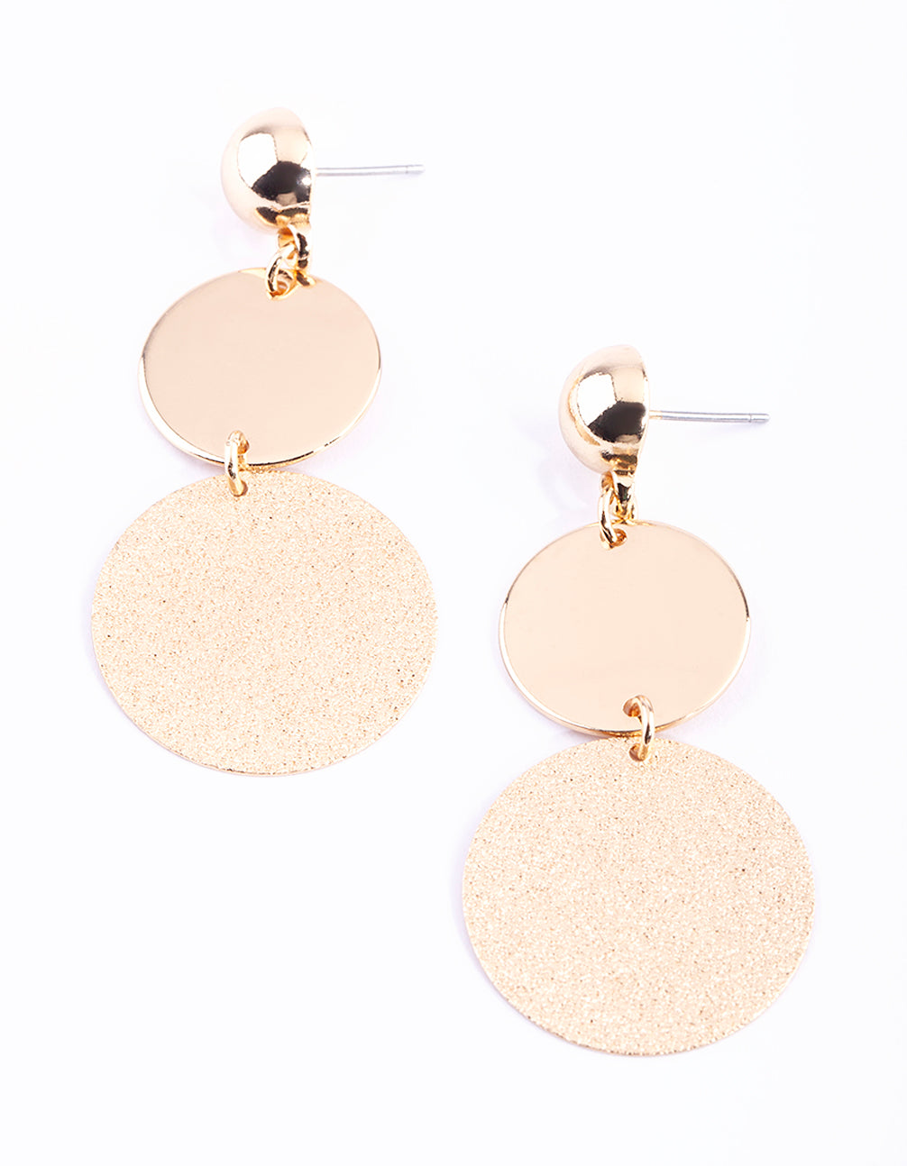 Gold Disc Drop Earrings