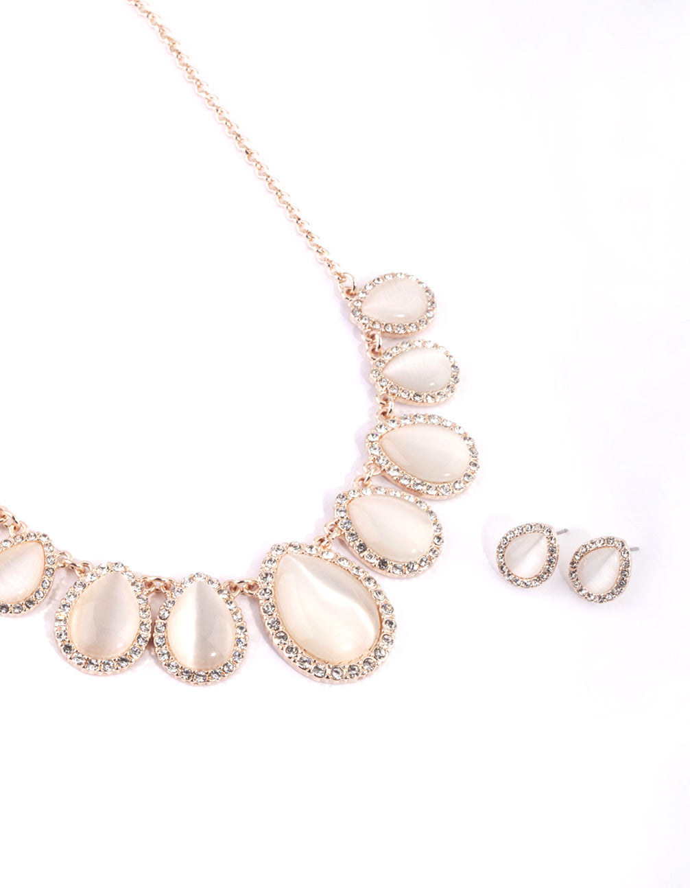 Rose Gold Classic Necklace & Earrings Set