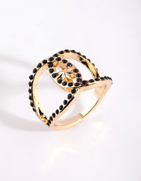 Gold & Black Diamante Ring - link has visual effect only