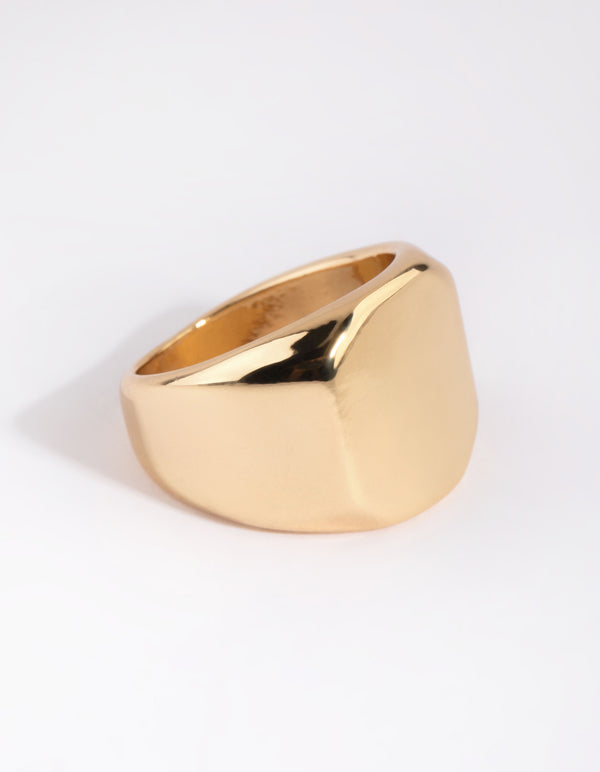 Gold Plated Octagon Signet Ring