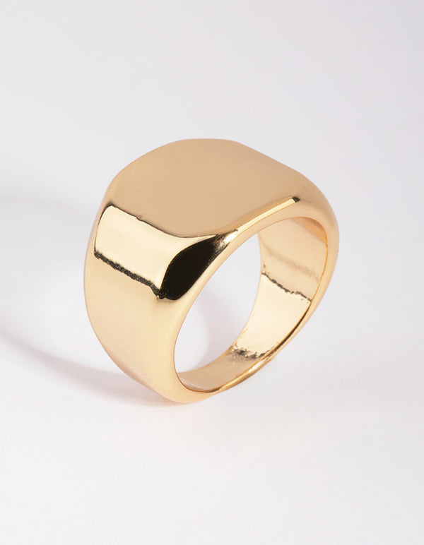 Gold Plated Octagon Signet Ring