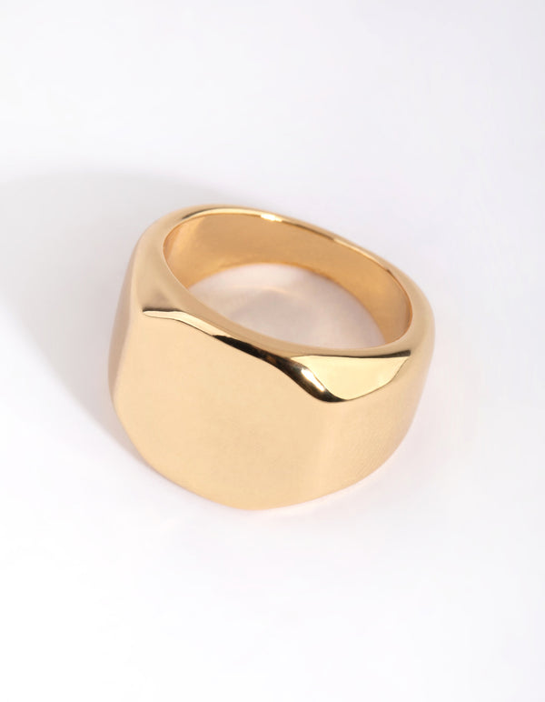 Gold Plated Octagon Signet Ring