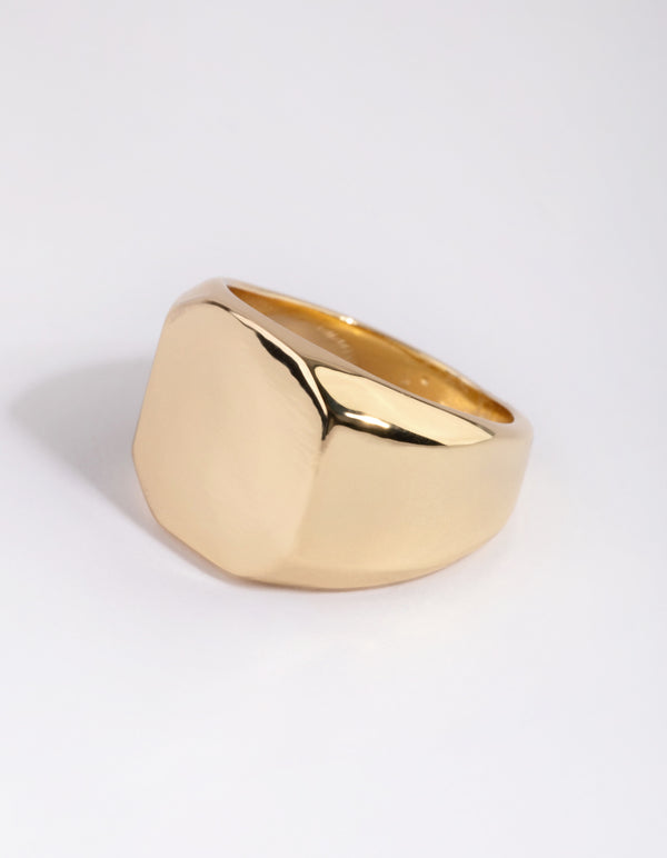 Gold Plated Octagon Signet Ring