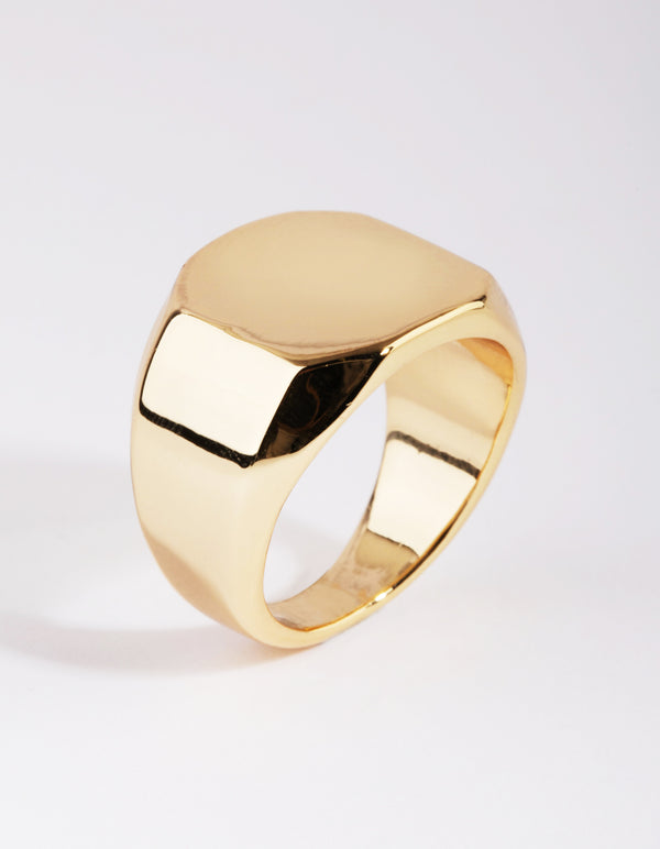 Gold Plated Octagon Signet Ring