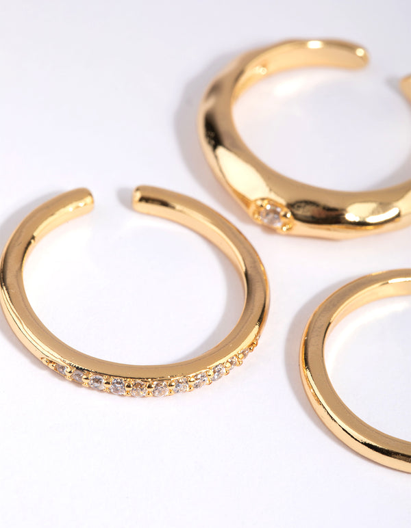 Gold Plated Ring Set with Diamantes