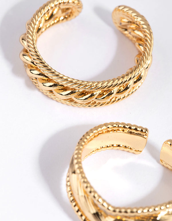 Gold Plated Rope Ring Set