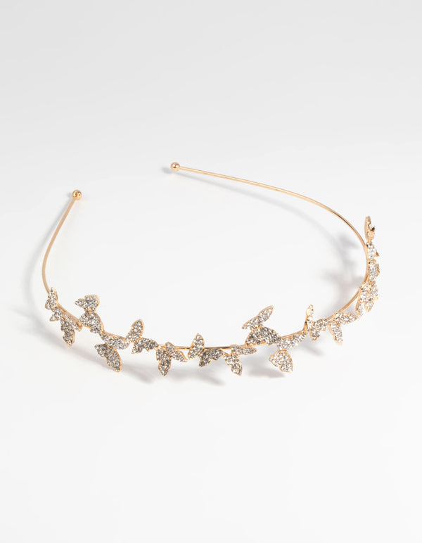 Gold Butterfly & Diamante Headband