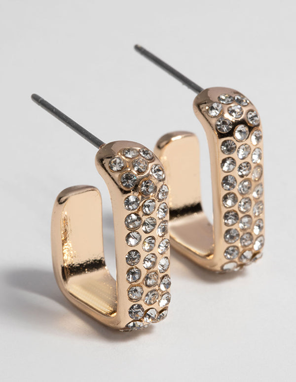 Gold Rectangular Huggie Hoop Earrings