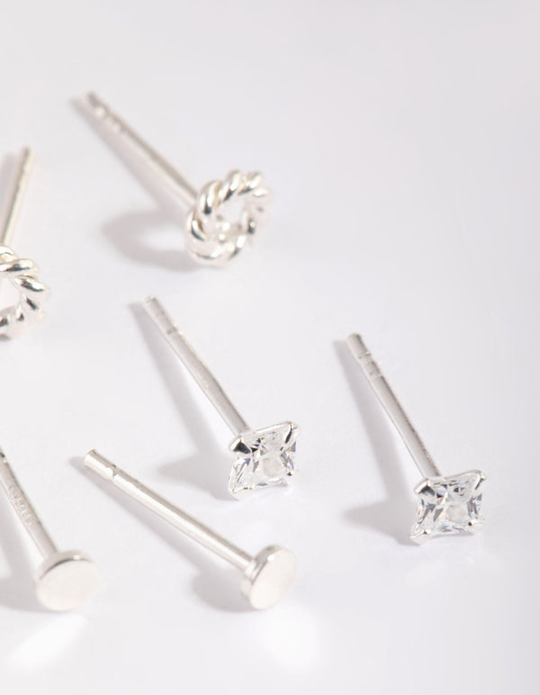 Sterling Silver Knot Stud Earring Pack