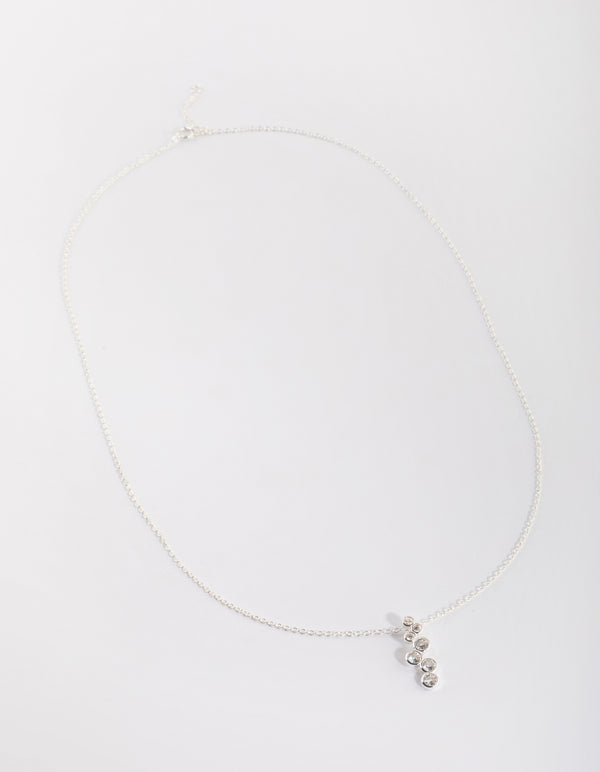 Sterling Silver Diamante Drop Necklace