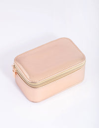 Rose Gold Shiny Faux Leather Rectangle Jewellery Box - link has visual effect only