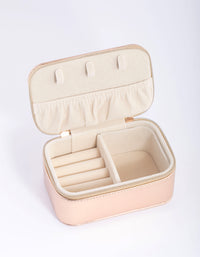Rose Gold Shiny Faux Leather Rectangle Jewellery Box - link has visual effect only