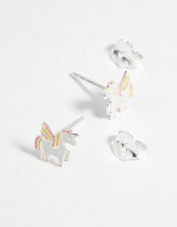 Sterling Silver Unicorn Stud Earrings - link has visual effect only