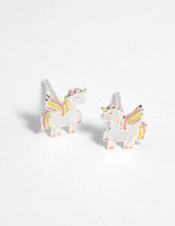 Sterling Silver Unicorn Stud Earrings