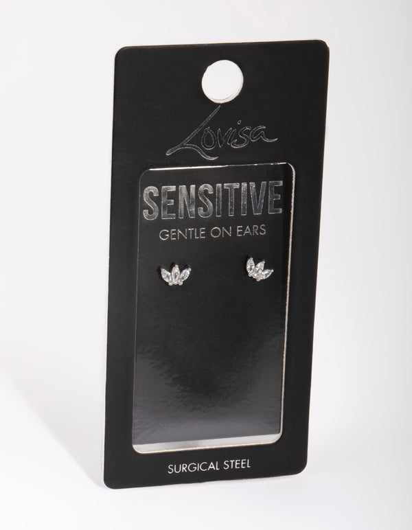 Surgical Steel Marquise Diamante Stud Earrings