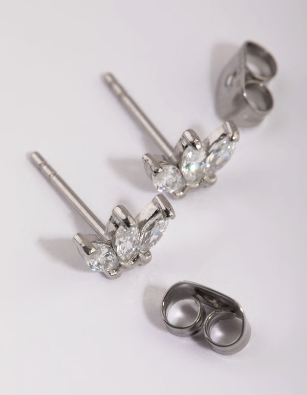 Surgical Steel Marquise Diamante Stud Earrings