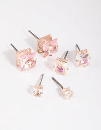 Rose Gold Diamante Stud Earring Pack - link has visual effect only