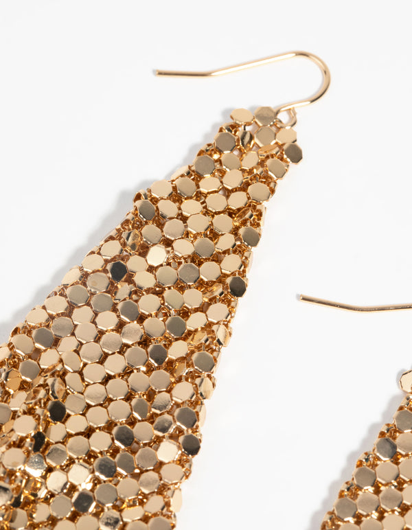 Gold Chain Mail Drop Earrings
