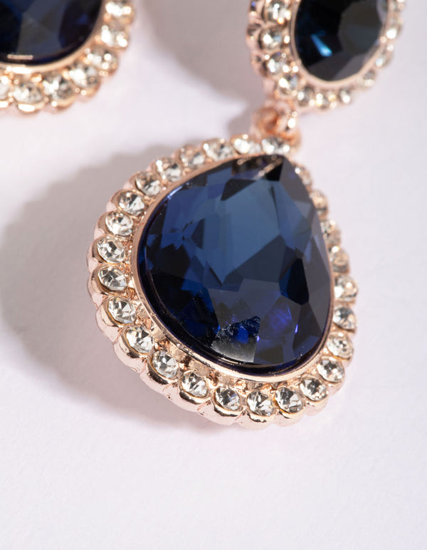 Navy Classic Teardrop Earrings