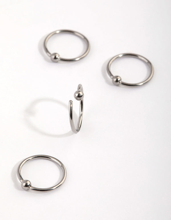 Titanium Plain Nose Ring 4-Pack